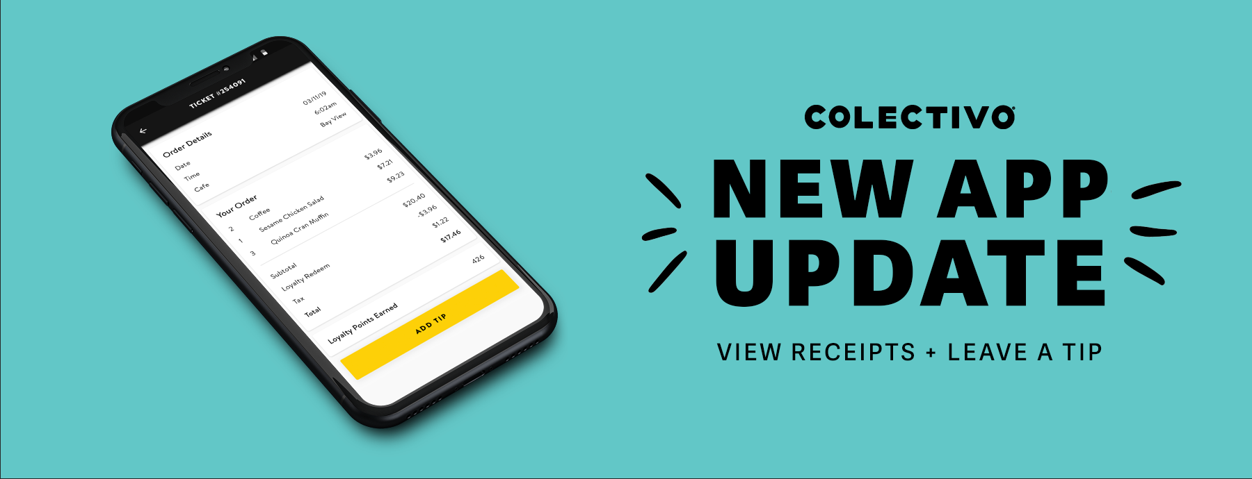 New App Features: View Receipts & Add A Tip